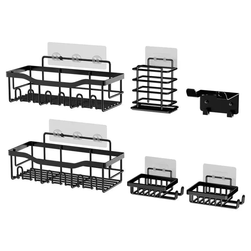 Stainless Steel Wall Mounted Bathroom Shelf Organizer 6 Pack