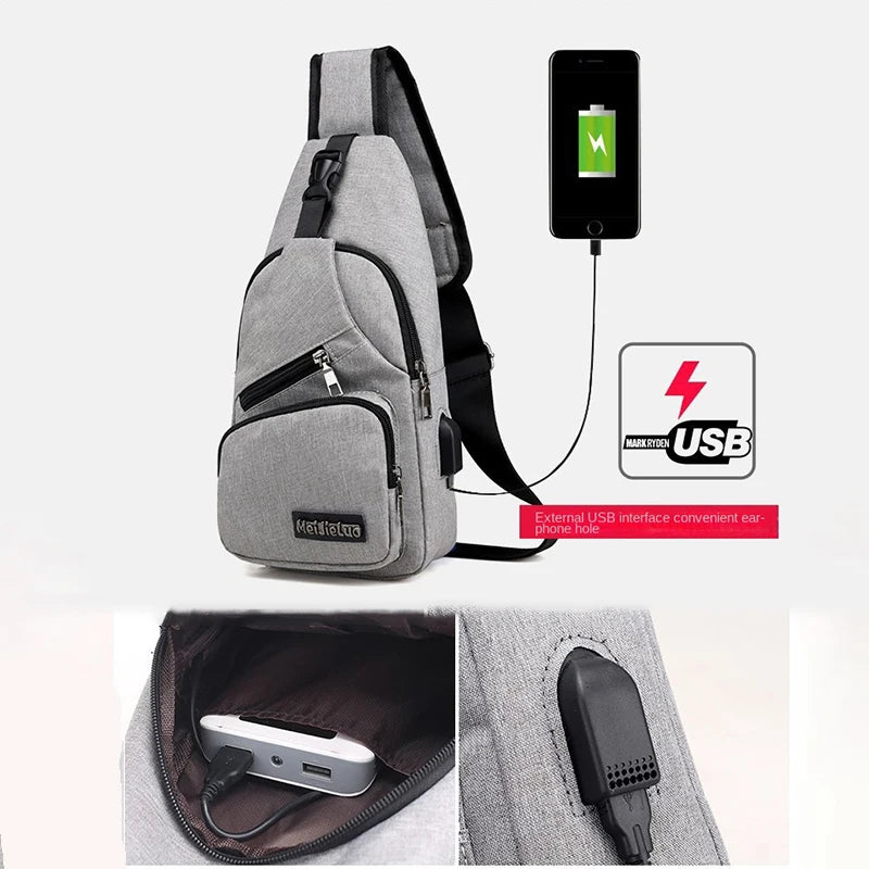 Men's Casual Crossbody Messenger Shoulder Bag With Phone Pocket