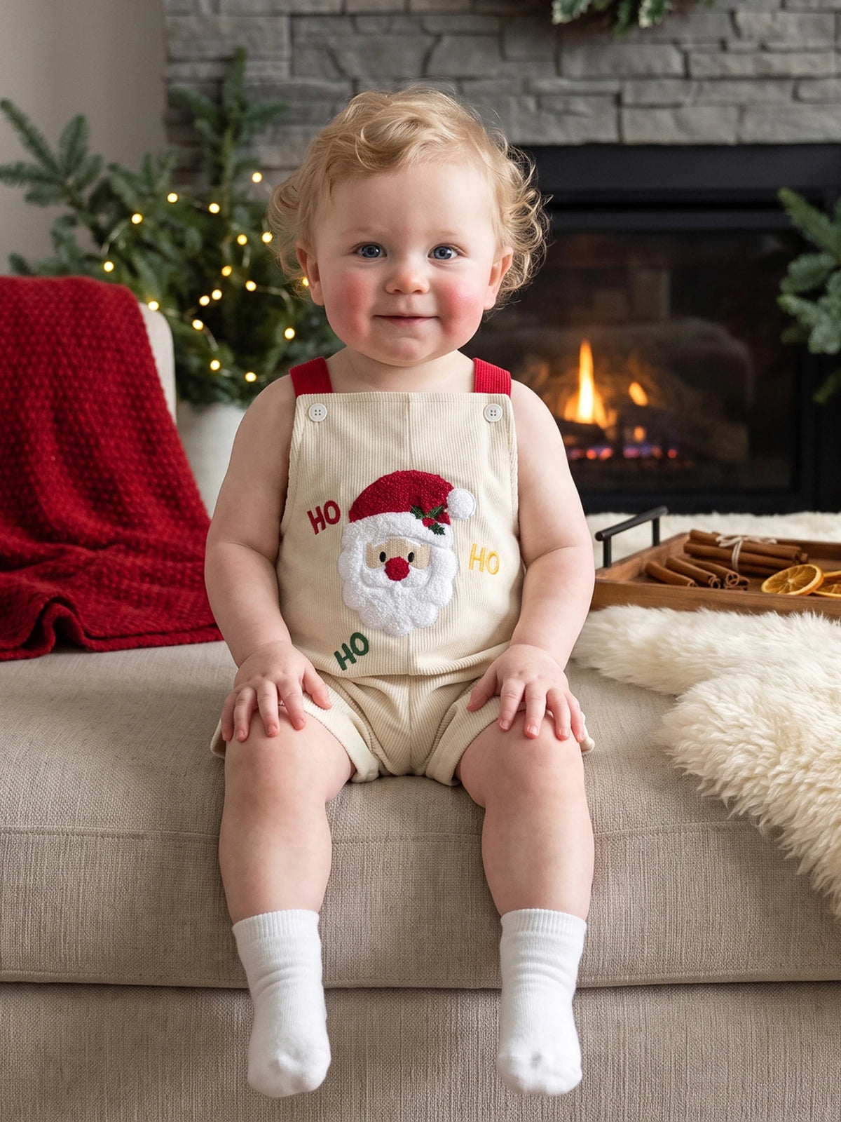 Embroidery Santa Boys Overall Shorts Girls-Boys Embroidery-Santa-Claus Girls Boys Overall Christmas Girls Boys Claus Embroidery