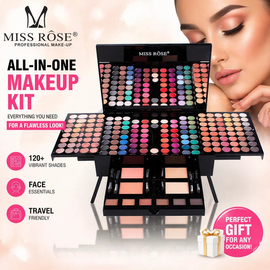 Professional 190-Color Eyeshadow Blush Eyebrow Powder 4-in-1 Makeup Palette with Mirror And Full Set of Brushes for Create Natural Look