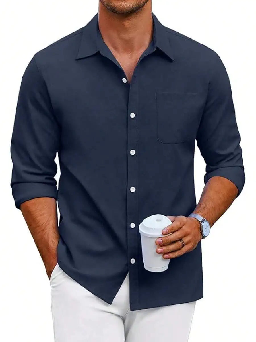 Mens Oxford Shirt Long Sleeve Button Down Casual Dress Shirt Regular Fit
