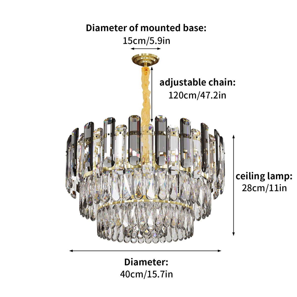 Modern K9 Crystal Chandelier Round Ceiling Fixtures Pendant Lights Living Room Bedroom