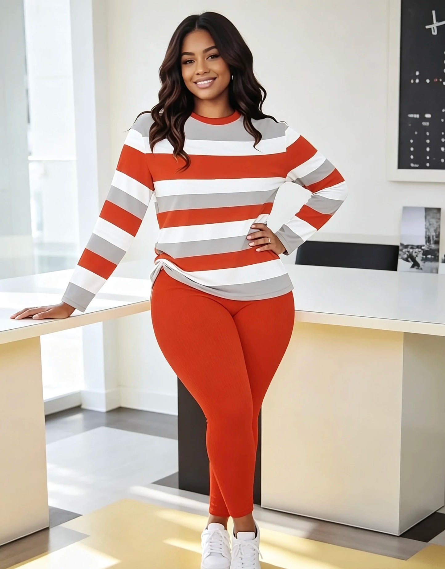 Women's Relaxed Fit Two Piece Knit Loungewear Set