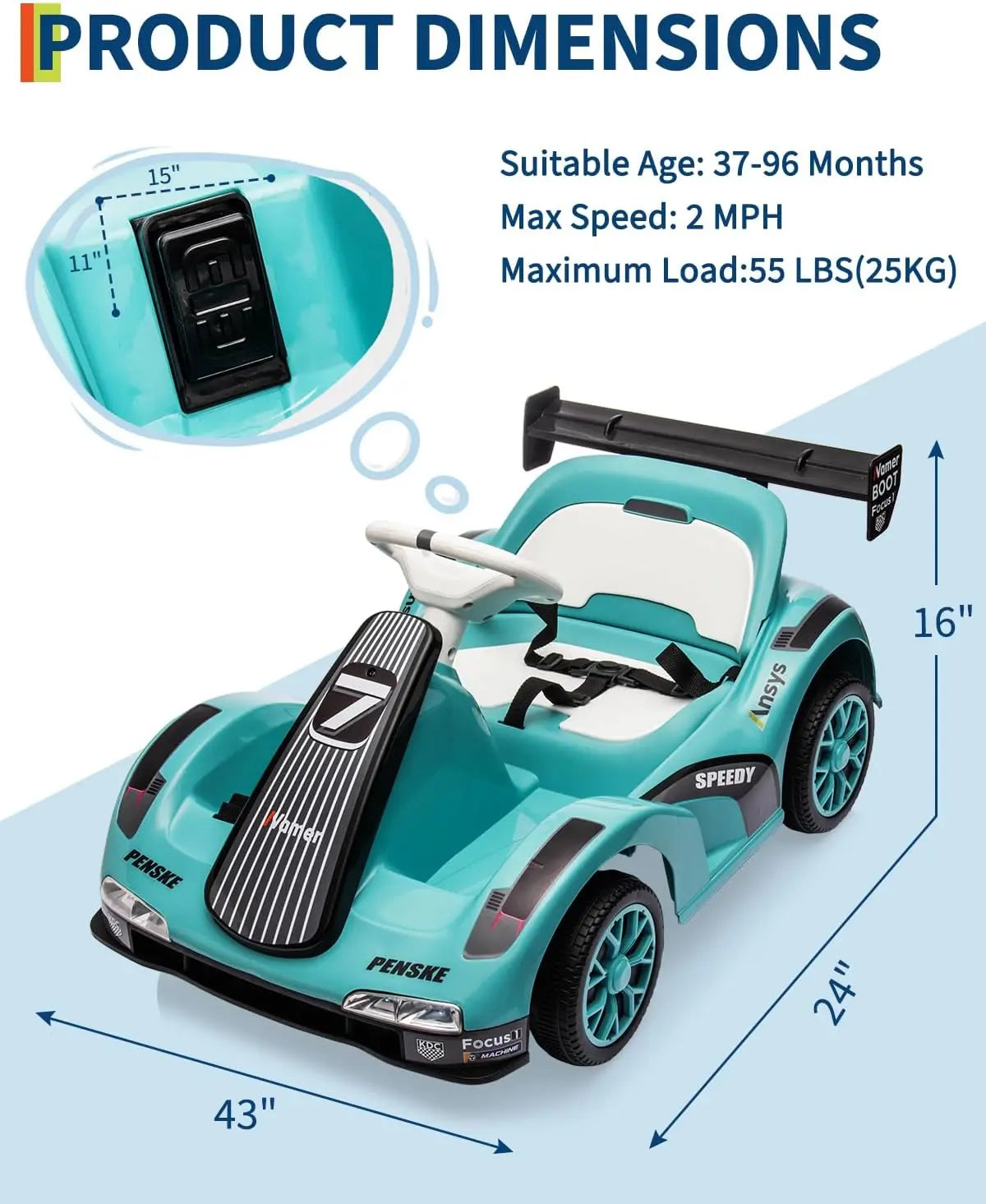 Kids Electric Drift Go Kart, Dual Motor Ride-on Car with LED Lights, Safety Belt & 2.4G Remote Control for Ages 3-12 Years