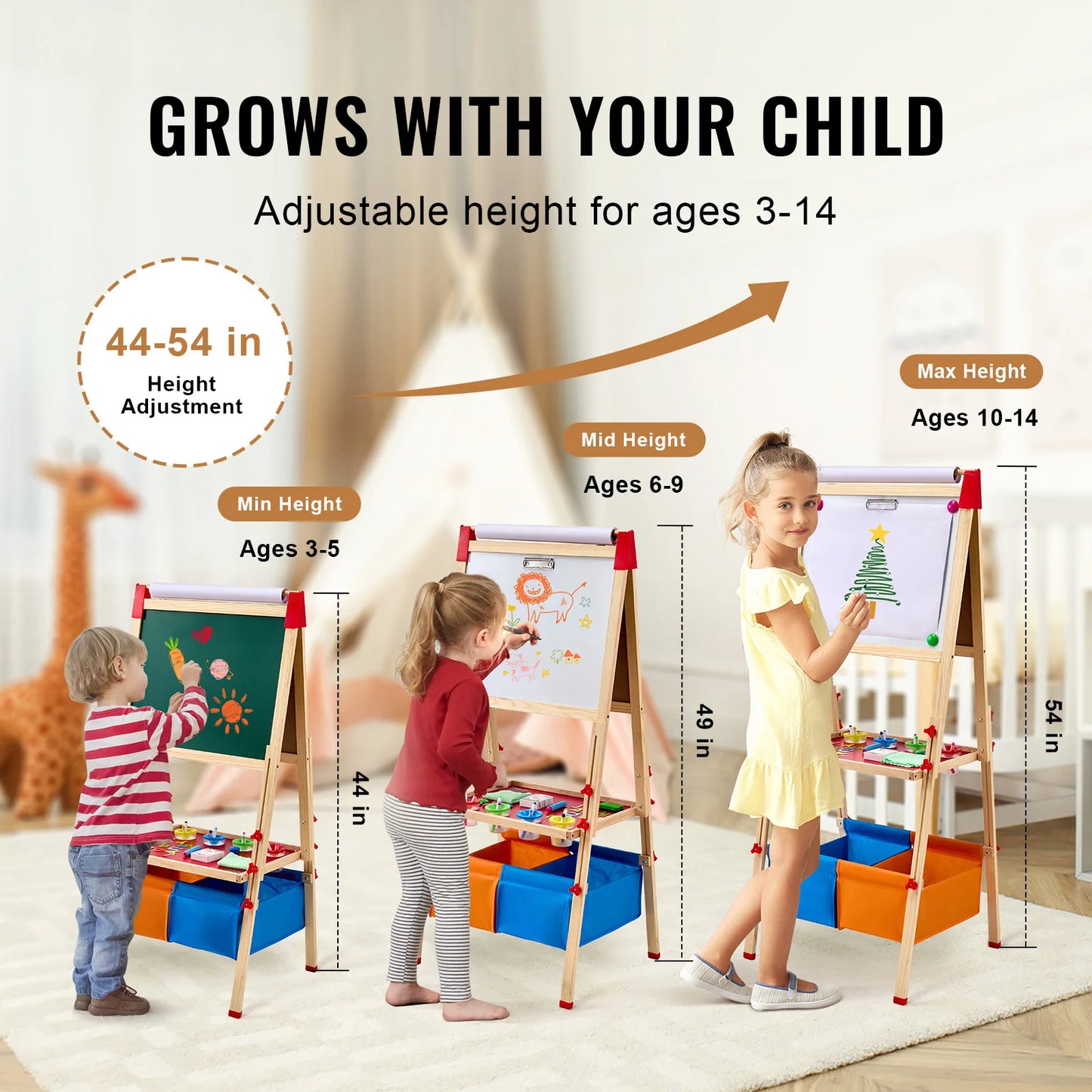 SucceBuy Children Magnetic Drawing Board WordPad Baby Color Graffiti Standing Art Easel Educational Drawing Toys  for Kids Girl