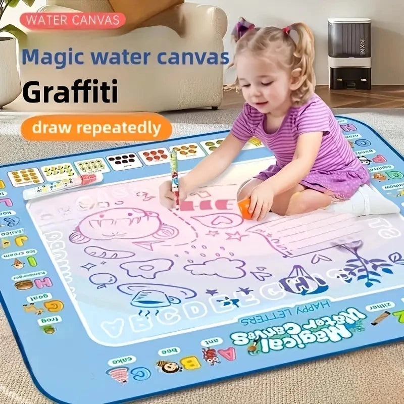 Magic Water Canvas Doodle Mat Kids Aqua Drawing Board Reusable Water Painting Graffiti Mat Educational Early Learning Toy For Boys Girls Gift