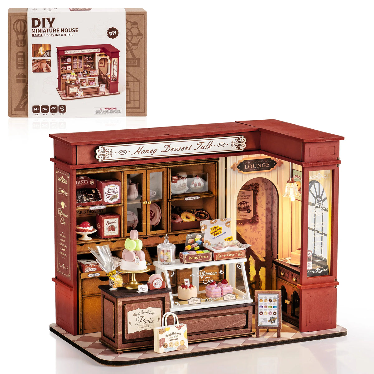 Rolife DIY Miniature House Kit Honey Dessert Talk 3D Puzzle Dollhouse Building Model Kit Home Desk Decor Gift for Adult Friends