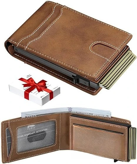 Card Wallet For Men Slim: Smart Rfid Minimalist Front Pocket Pop Up Wallet with ID Window