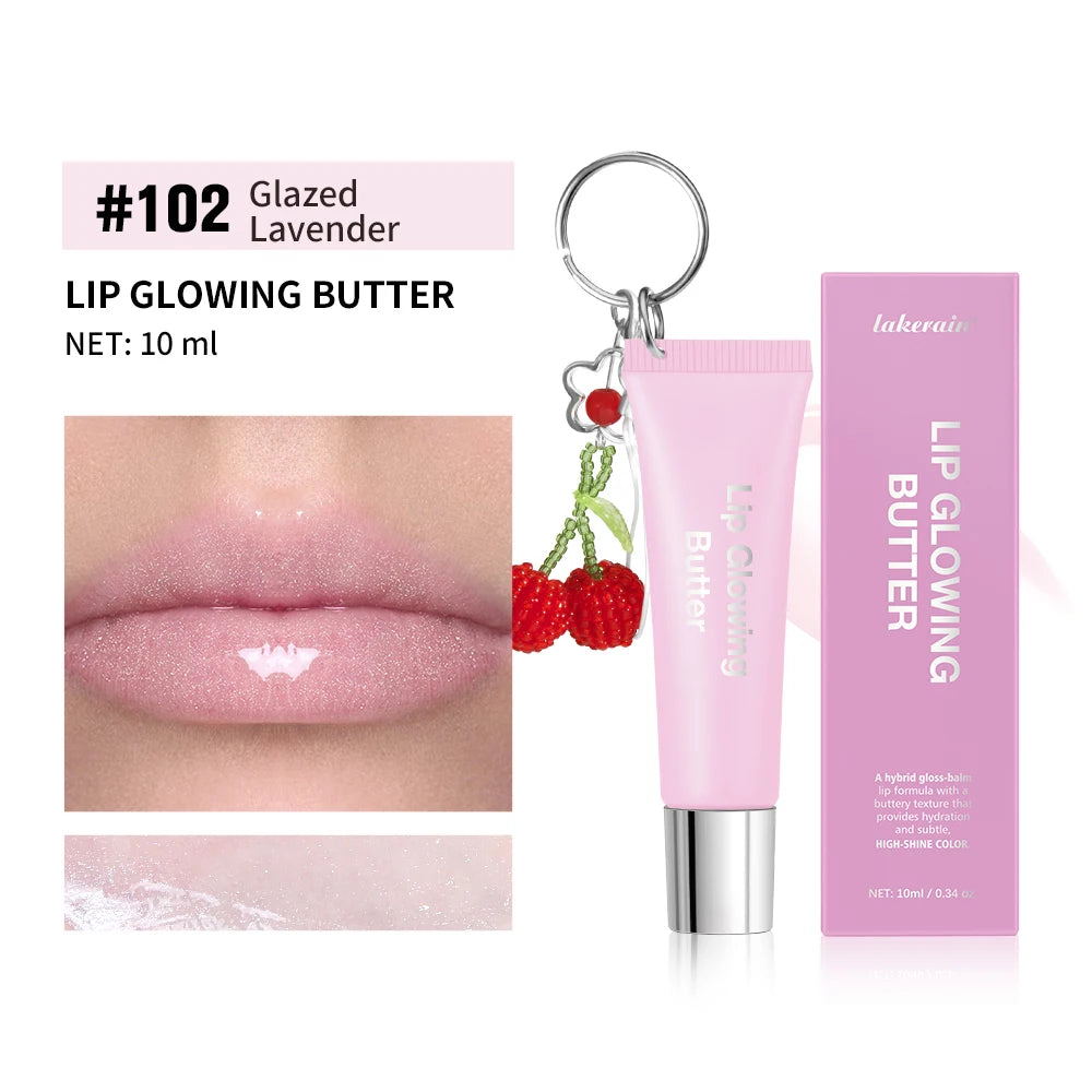 Lip Glowing Butter Lip Gloss With Cherry Pendant Moisturizing Shiny Plumping Lip Tint Hydrating Mirror Liquid Lipstick Long Lasting Lip Balm Makeup