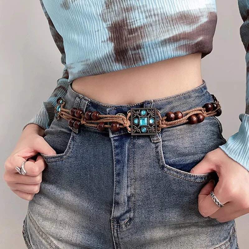 Bohemian Flower Beads Waist Belt For Women High End Accessory