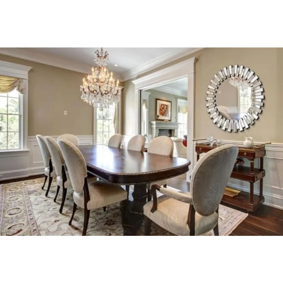 Round Wall Mirror Beveled Glass Frameless Circle For Wall Decor