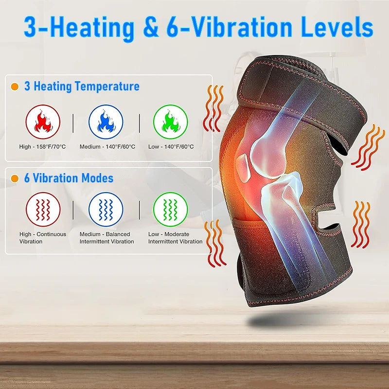 Electric Heated Knee Vibration Massage Pad 3 in 1 Massager