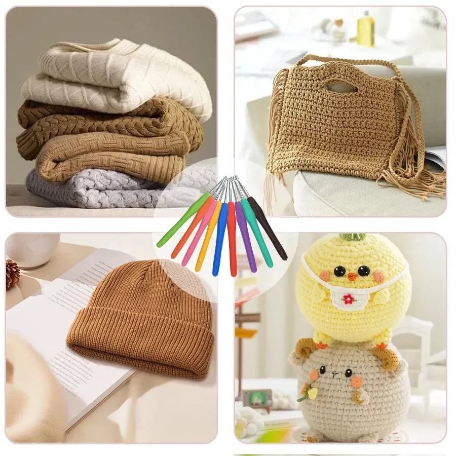 Beginner Crochet Kit With Yarn Hooks And Essential Tools