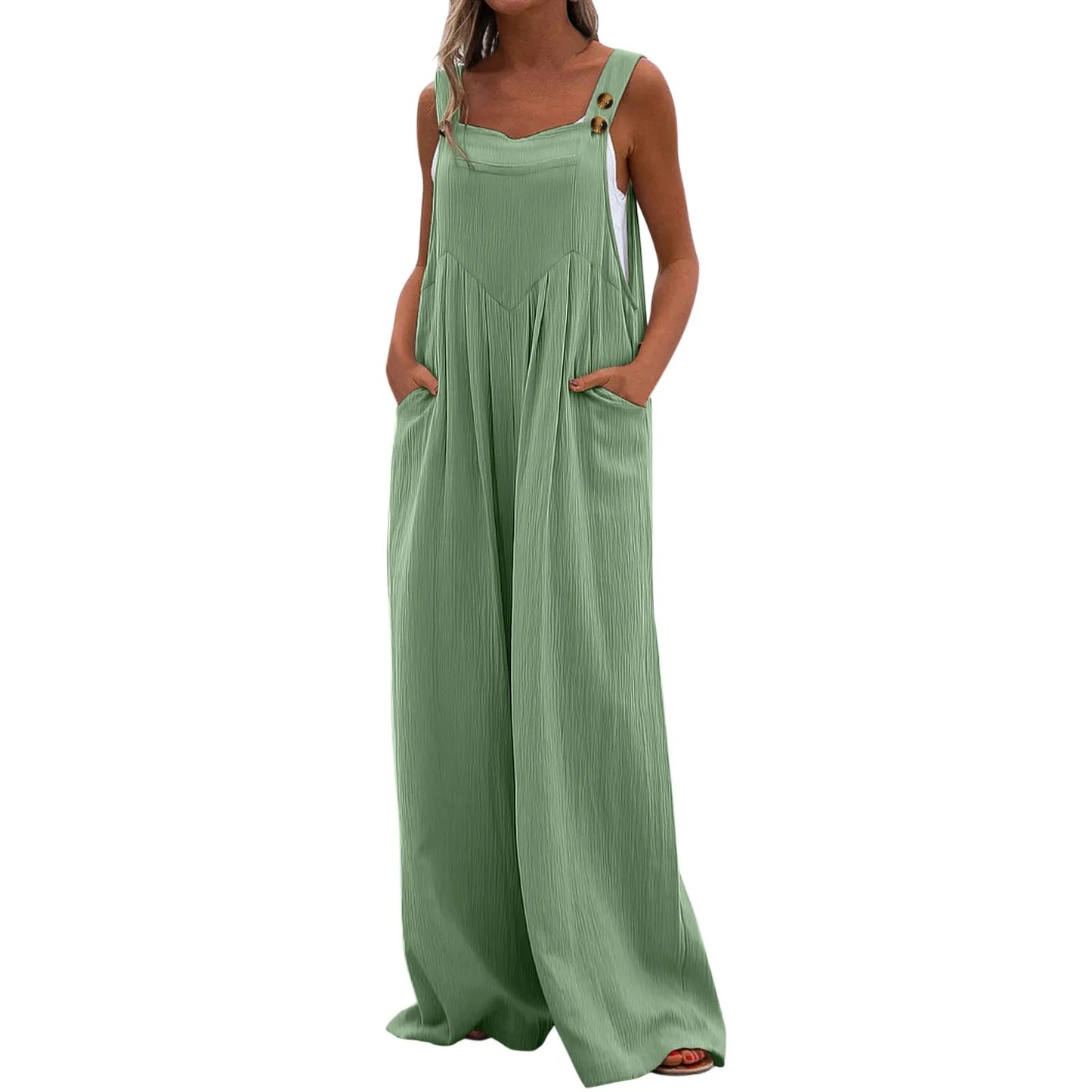Womens Dressy Casual Solid Jumpsuit With Pockets Straps