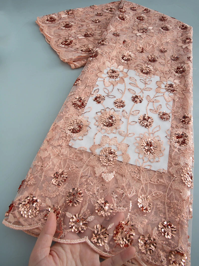 JiaDong Beaded Lace Fabric With Sequins For Party