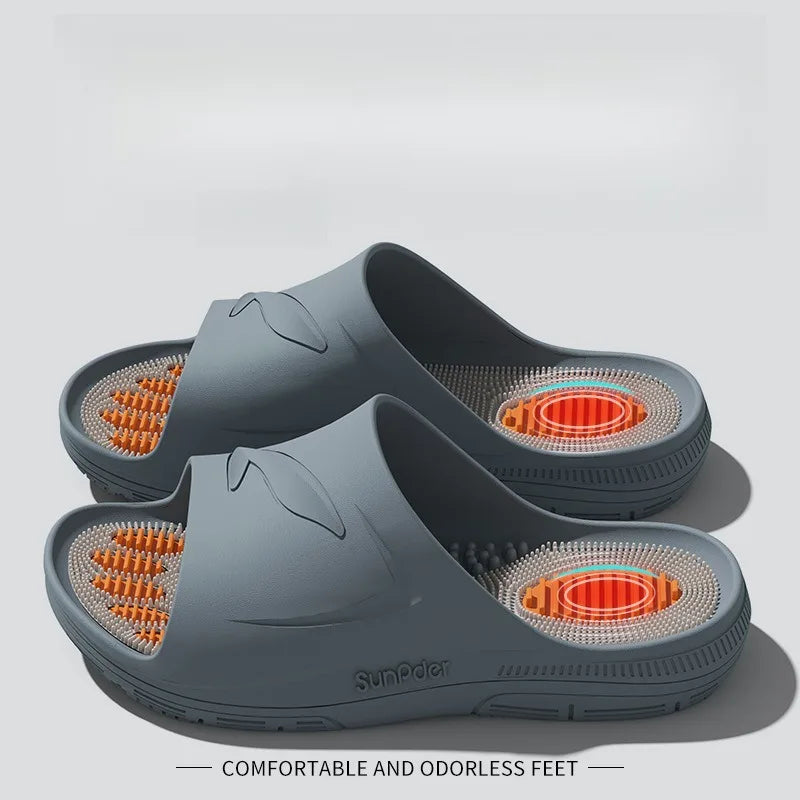 Particle massage cool slippers for men and women, summer indoor home anti-slip slippers - pure color simple casual slippers