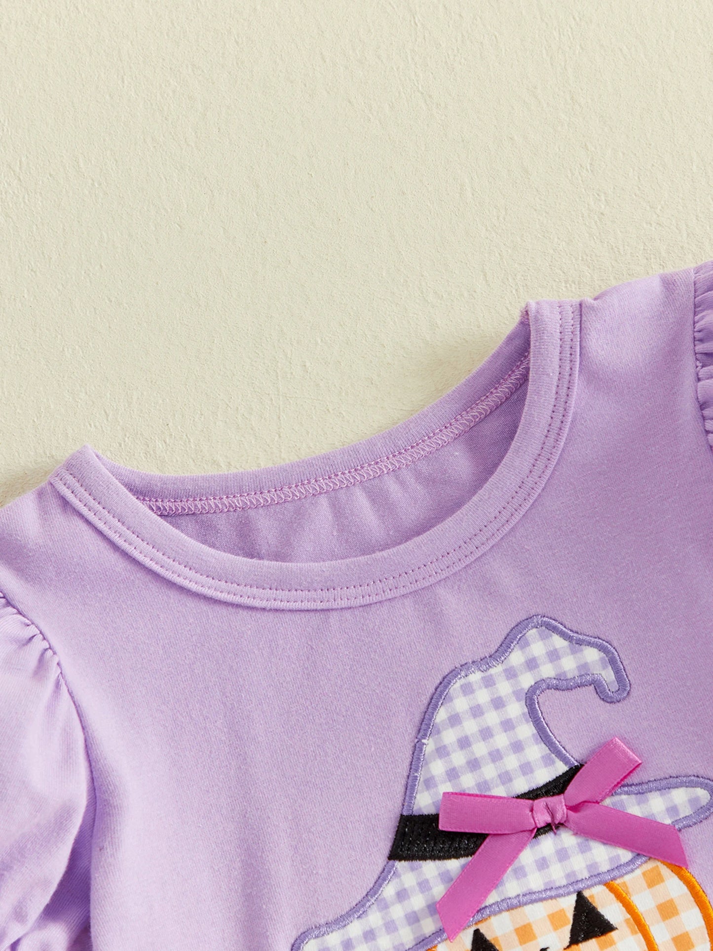 Halloween Pumpkin Embroidered Toddler Girl Top Set