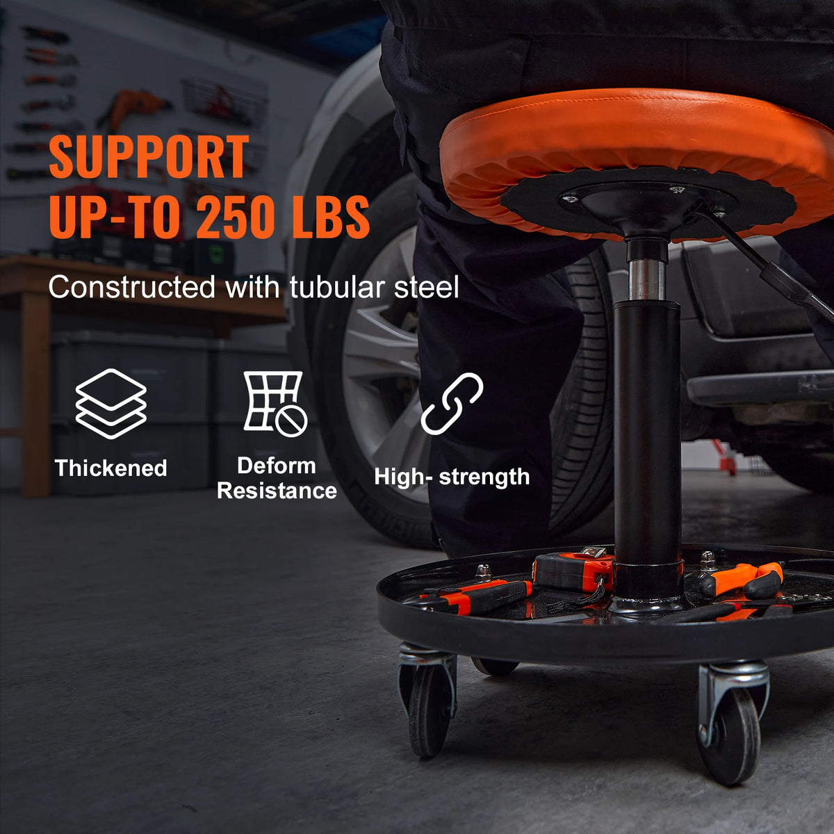 SucceBuy Pneumatic Rolling Mechanic Stool for Garage and Auto Repair